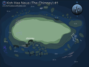 Koh haa neua no 1 The Chimney scuba dive site map