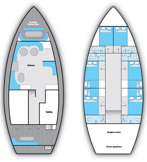 Blue Spirit Maldives liveaboard deck plan
